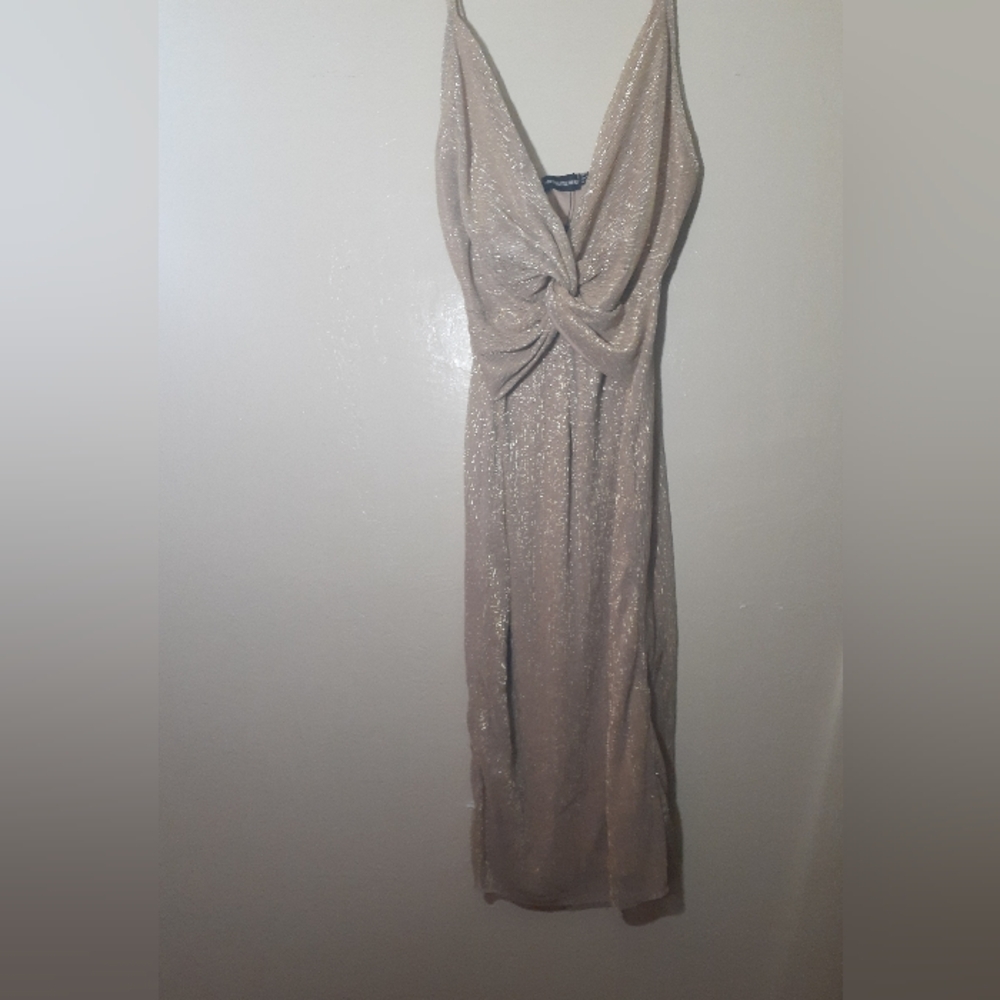 PrettyLittleThing Shimmering Cream Maxi Dress